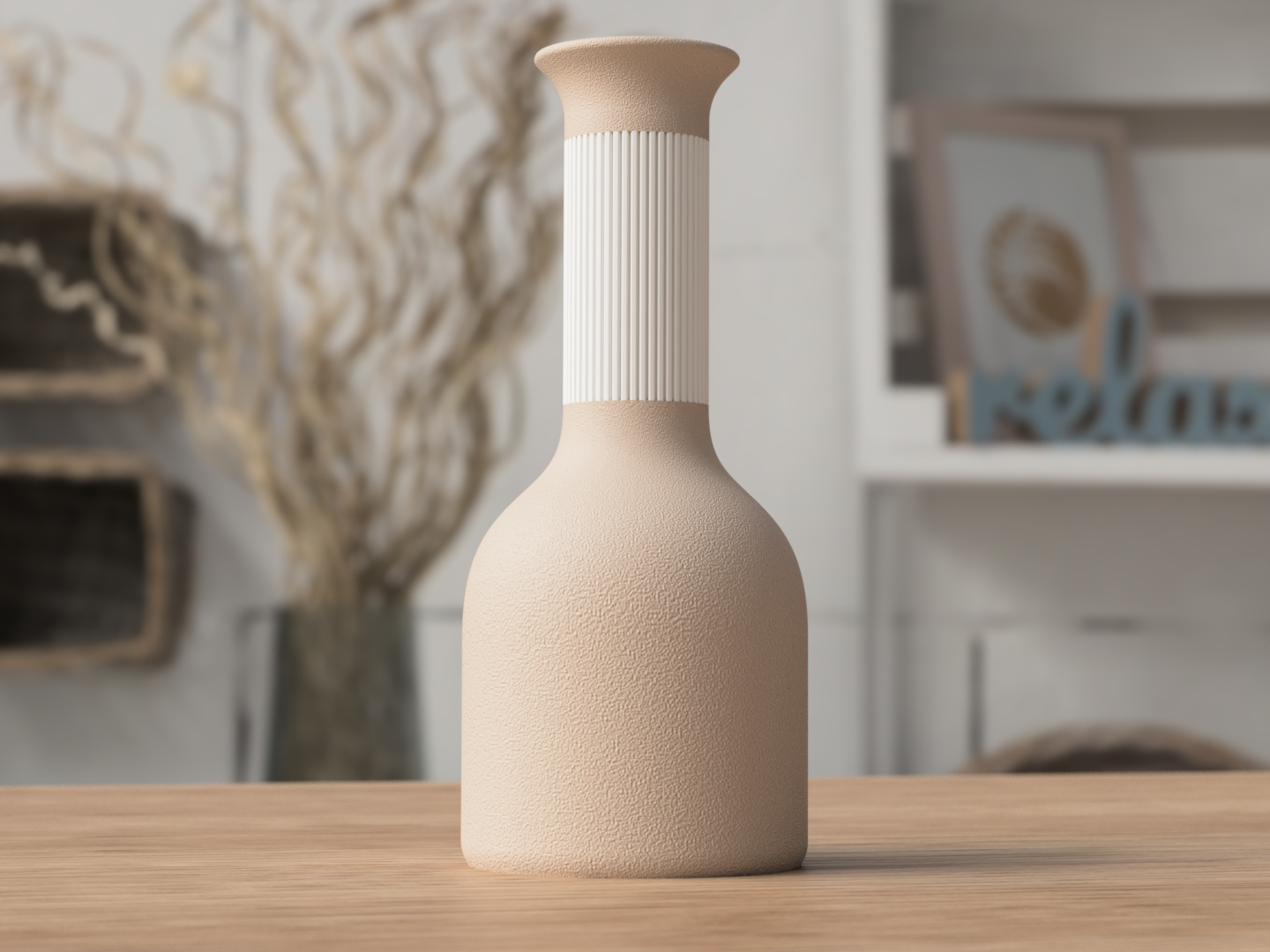 Vase HOJI Bois clair et ivoire