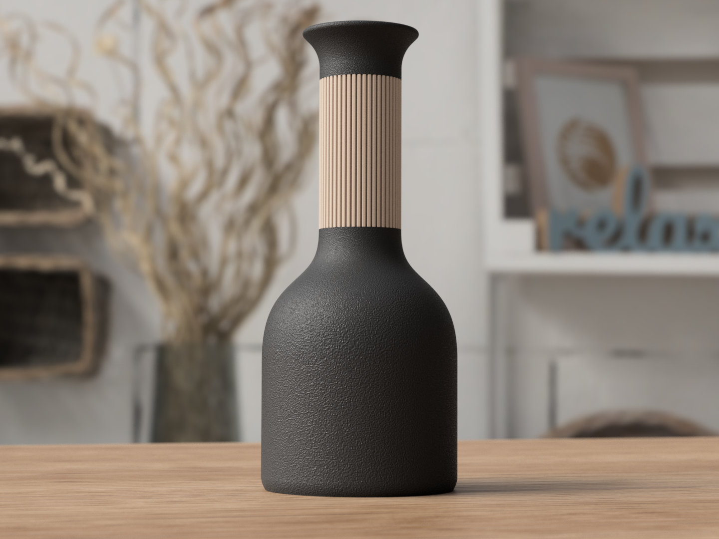 Vase HOJI Bois clair / Noir