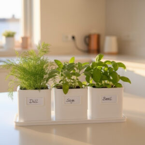 Set de pots à herbes aromatiques auto-arrosants avec plateau