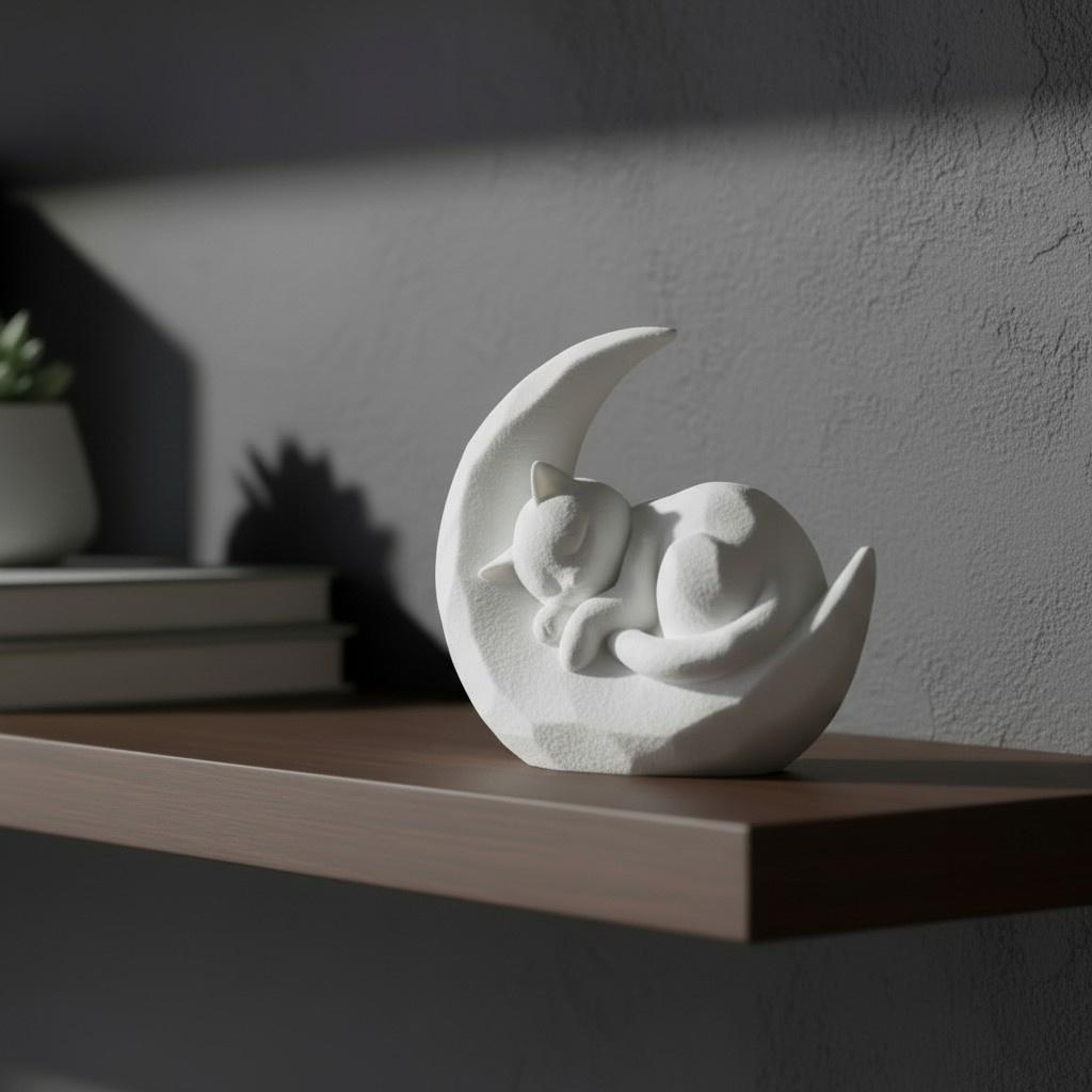 Sculpture n°55 — Chaton endormi sur la lune 1