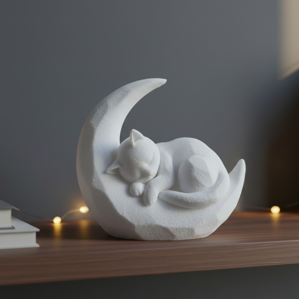 Sculpture n°55 — Chaton endormi sur la lune 3