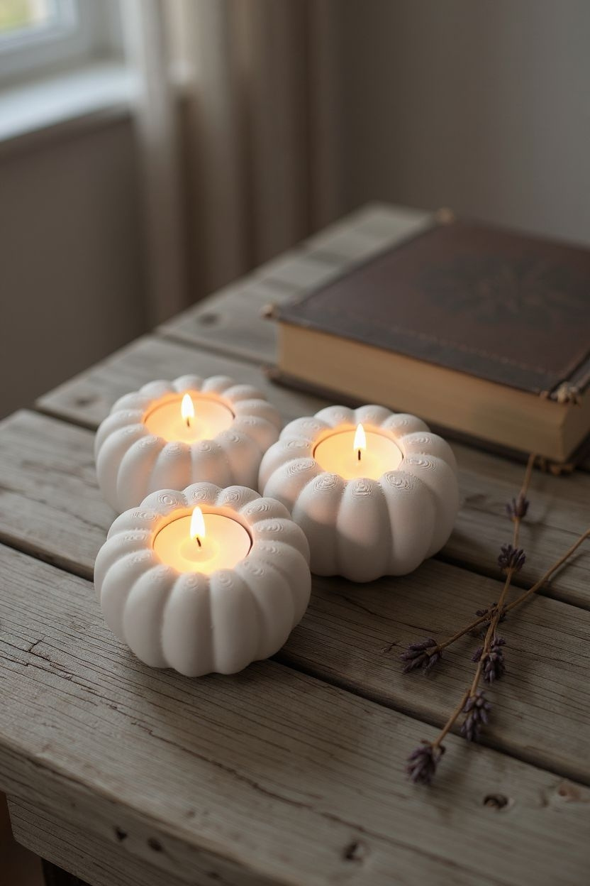 Photophore citrouille trio bougies LED 4