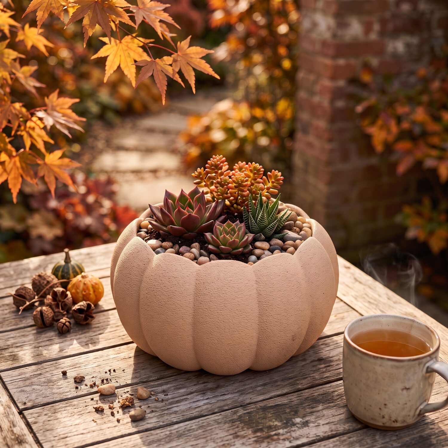 Pot de fleurs citrouille d'automne 3