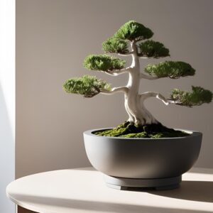 Pot à bonsaï minimaliste avec plateau récupérateur