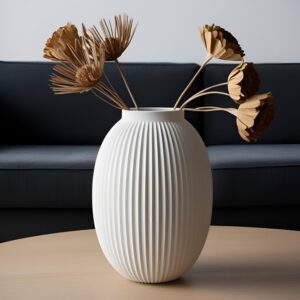 Vase bulbeux nervuré moderne
