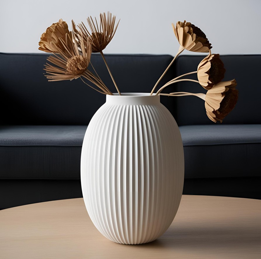 Vase bulbeux nervuré moderne 1