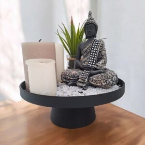 Plateau déco à motif vagues, avec pied
