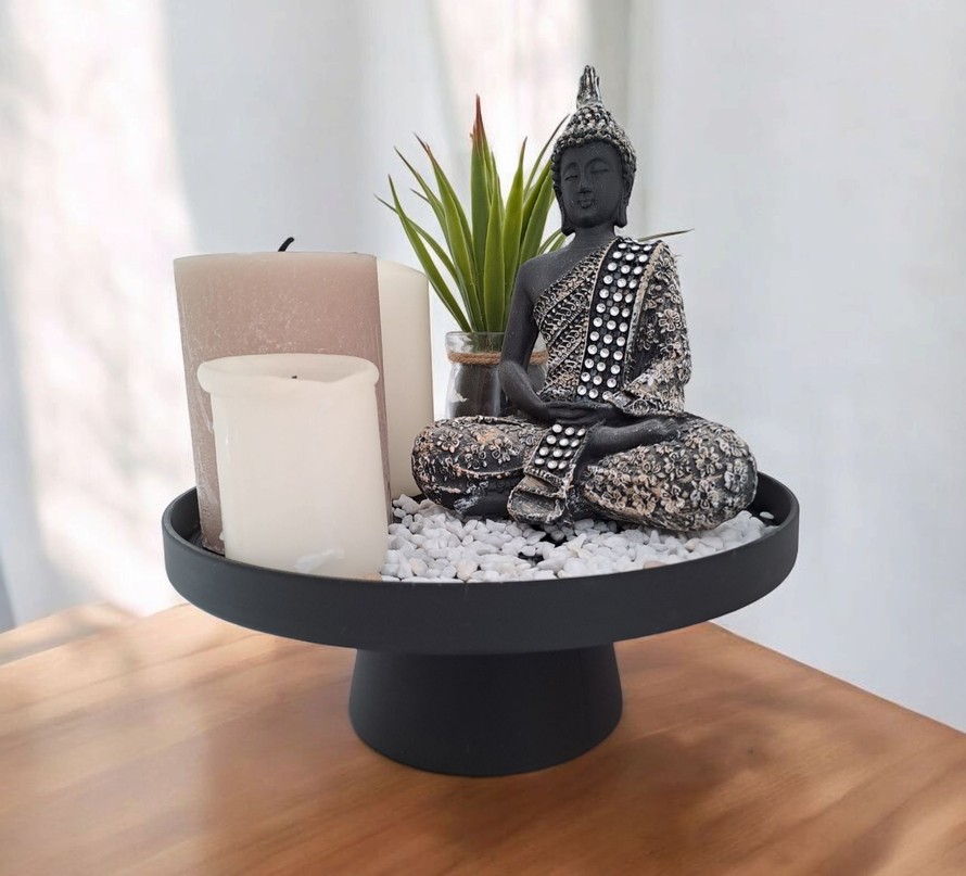 Plateau déco à motif vagues, avec pied 1