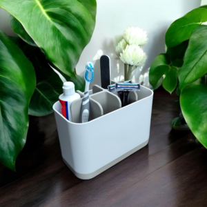 Organisateur de salle de bain bicolore