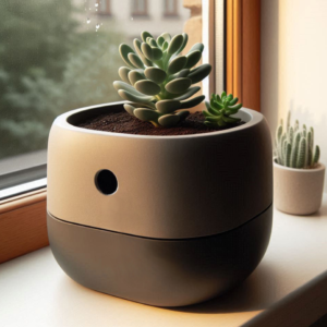 Pot de fleur auto-arrosant minimaliste