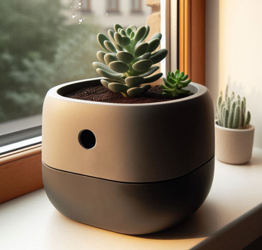 Pot de fleur auto-arrosant minimaliste 1