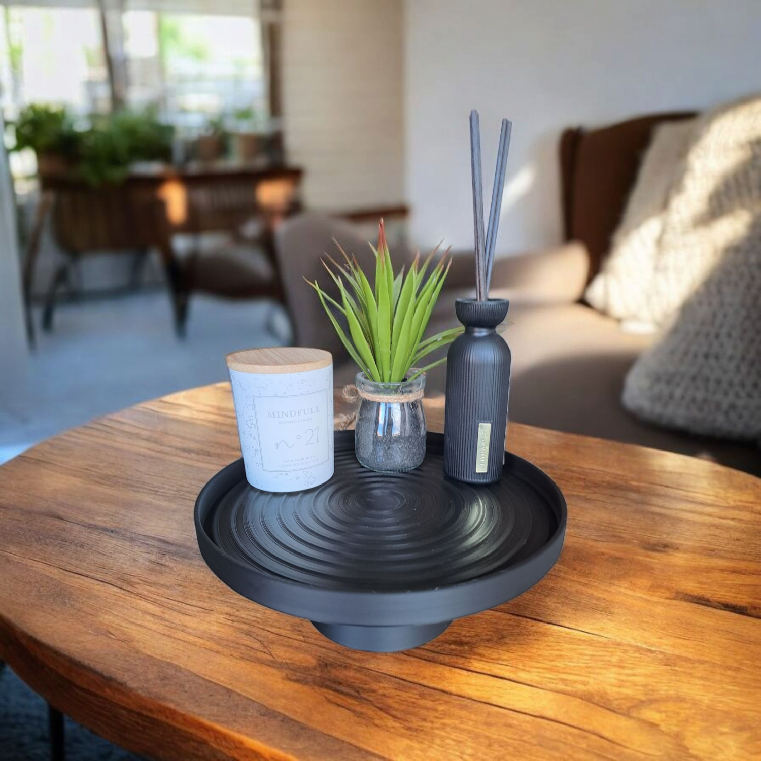 Plateau déco à motif vagues, avec pied 3