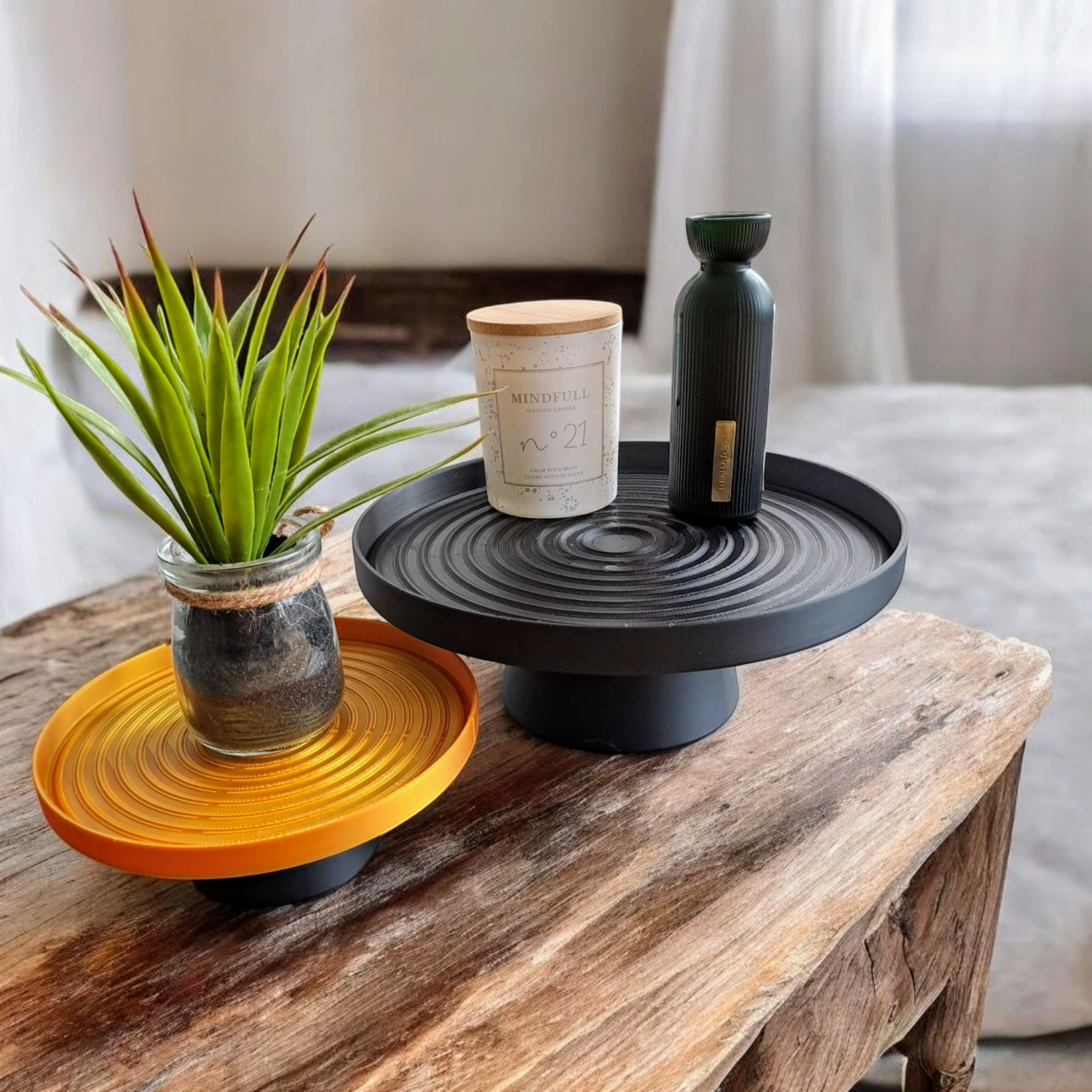 Plateau déco à motif vagues, avec pied 2
