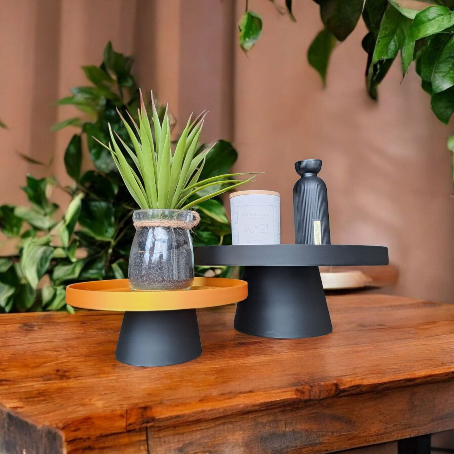 Plateau déco à motif vagues, avec pied 4