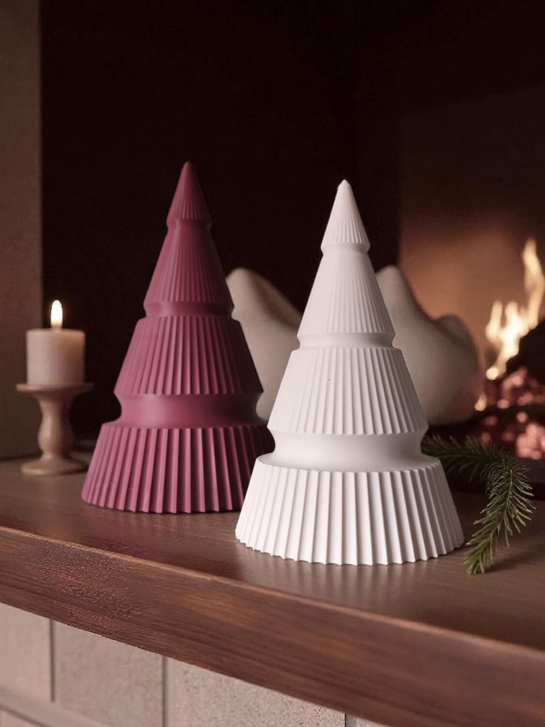 Duo de sapins de Noël côtelés 1