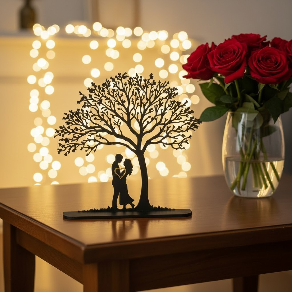 Silhouette « Couple sous l'arbre » – Déco Saint-Valentin 1