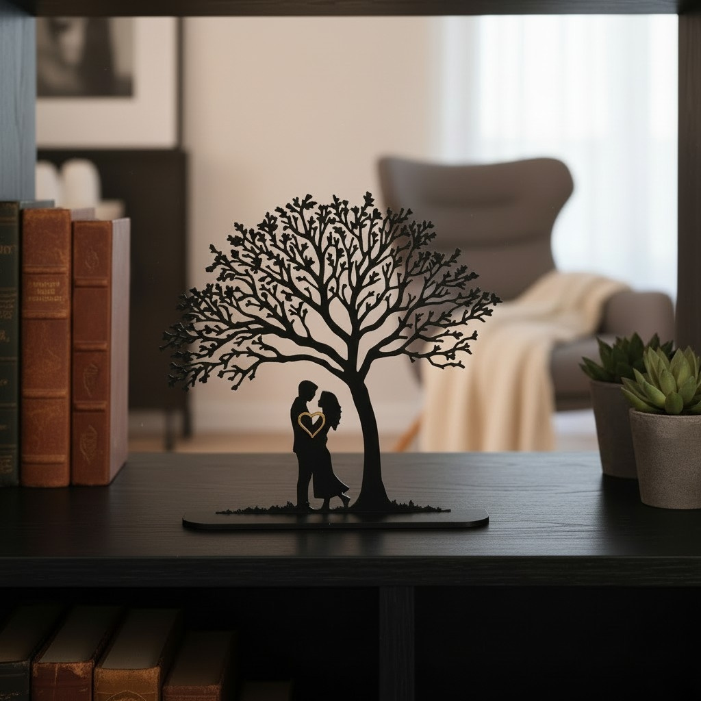 Silhouette « Couple sous l'arbre » – Déco Saint-Valentin 2